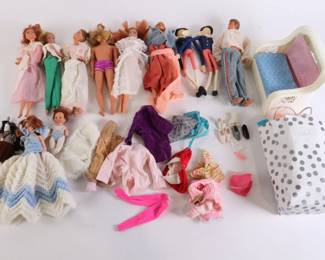 Lot 7191 Vintage Dolls and Doll Clothes and Furniture