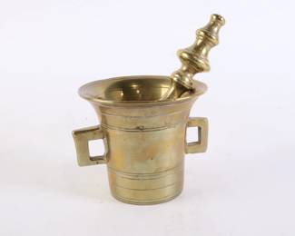Lot 7209 Solid Brass Mortar and Pestle
