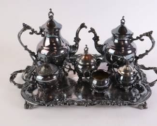 Lot 7313 Rogers 1960 Silverplate Tea Service with Additional Sugar and Creamer