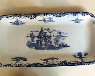 Blue & White Rectangular Tray