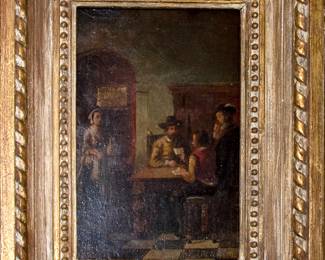 Antique Dutch Card Players Painting
