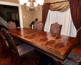 Large dining table and chairs