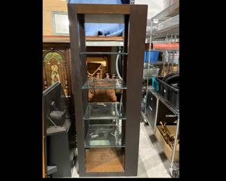 Lot 8004 Wood  Glass Display Shelf