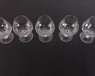 Lot 6970 Set of 5 Baccarat France Crystal Brandy Glasses