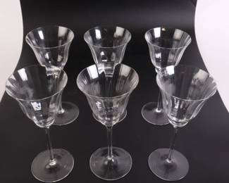 Lot 6960 Set of 6 Crystal Glass Stemware  unmarked
