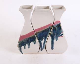 Lot 6919 Mangum Triptych Vase Grouping  NC Pottery