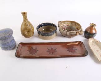 Lot 6906 Lot of Pottery  Vase  Colander Tray 