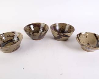 Lot 6905 Lot of 4 Brown  Tan Pottery Bowls