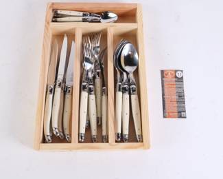Lot 6560 Laguiole French Flatware Set  Pearlized Handles