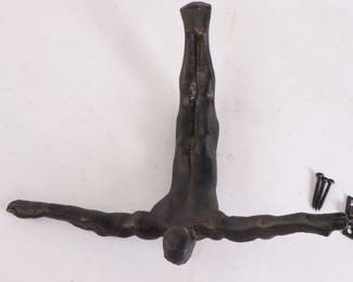 Lot 6559 Diver Sculpture Wall Art  Bronze Metal
