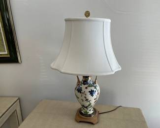 Lot 5863 Asian Inspired Table Lamp with White Silk Shade