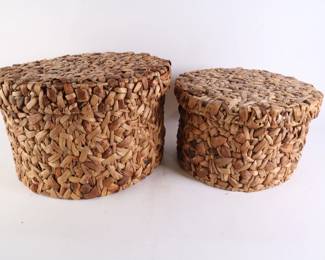 Lot 5065 Set of Two Lidded Large Storage Baskets