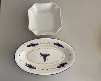 Lot 5050 Lenox Butlers Pantry White Serving Bowl  Hand Painted Oval Serving Tray  Made in Spain