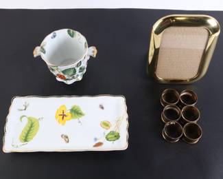 Lot 5039 Misc Lot  Botanical  Brass  Porcelain  Godinger Vanity Tray