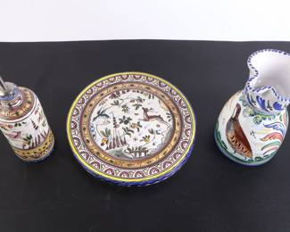 Lot 5034 World Market  Trivets  Hand Painted Pitcher  Oil Dispenser