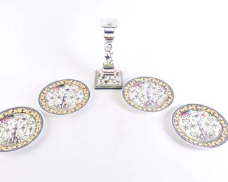 Lot 5033 Williams Sonoma Folkloric Earthenware Nazari Plates  Candlestick