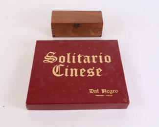 Lot 4507 Drueke Domino Set 28 Pieces in Wooden Box  Dal Negro Chinese Marble Game