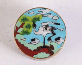 Lot 4503 Cloissone Trinket Box  Cranes