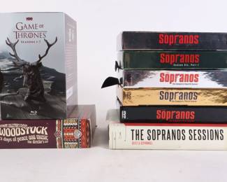 Lot 4499 Lot of Sopranos DVD Set  Game of Thrones  Woodstock  The Sopranos Sessions Book