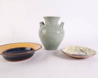 Lot 4485 Pottery Lot of Three  Two are Signed
