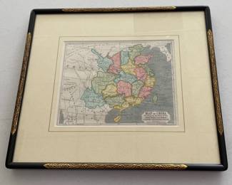 Lot 4475 Framed Art  1853 Map of China Coloured Provinces and Towns Under Insurrection