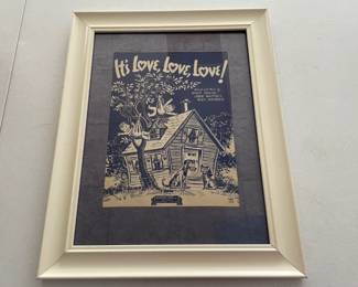 Lot 4473 Framed  Its Love Love Love Sheet Music Graphic Art