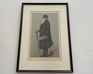Lot 4468 Framed Art  Tolstoy War  Peace 1901 Vanity Fair Cartoon Lithograph Print COA