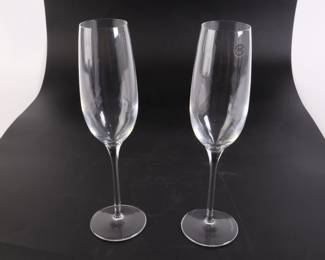 Lot 4339 Pair Tiffany  Co Crystal Champagne Glasses Stemware