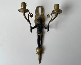 Lot 4315 French Empire Style Cherub Angel Wall Sconce Candle Holder