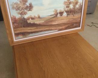 Sturdy Well Built Coffee Table Original Signed Percy Oil On Canvas Painting