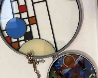 2 Round Painted Glass