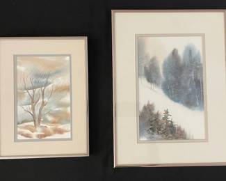 2 Framed 1 Signed Karen Sanford Watercolor