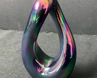 1997 Rick Holy Amethyst Carnival Glass Sculpture 