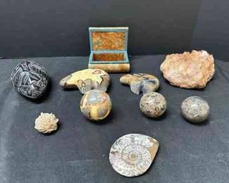 A Stone Trinket Box And Other Stones