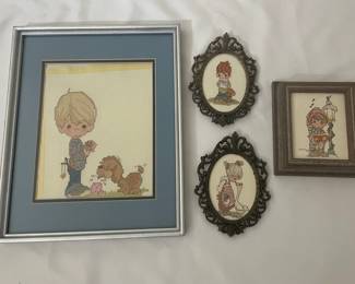 Framed Precious Moments Needlepoint