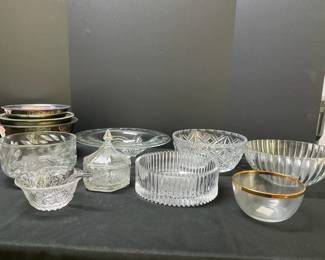 Mixture Of Glass And Silver Plated Bowls