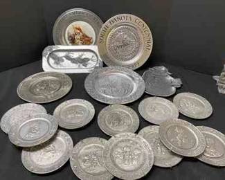 Pewter And Aluminum Plates Including Hallmark Holiday Plates