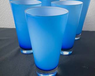 Set of 6 Vivid Blue Colored Glasses
