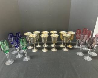 Silver Plated Goblets and 24 Lead Crystal Glasses