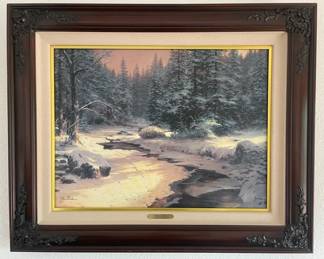 Thomas Kincaid Signed Print On Canvas With COA