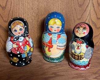 Three Russian Nesting Dolls Lot 4 Chicks