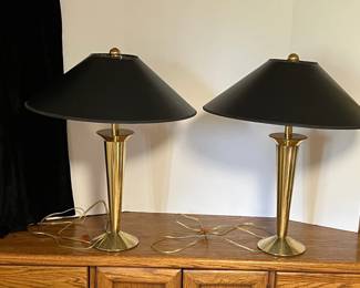 Two Black And Gold Lamps