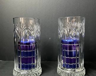 Vintage BLOCK Crystal Company Hurricane 2 Piece Candle Holder