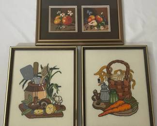 Vintage Framed Crewel Needlepoint