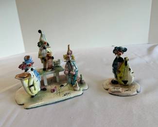 Vintage Golden Crown ER Italy 6 Inch Porcelain Clowns