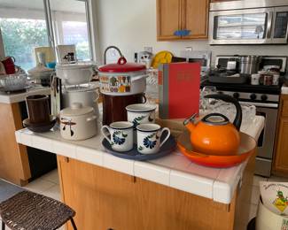 MCM/ retro housewares, Dansk. Chantal kettle, Le CREUSET pan