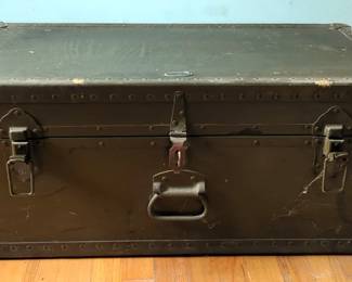 WW2 Purves Manufacturing Corp. 1948 Military Trunk With Removable Wood Tray, 13.5" x 32" x 16.5"