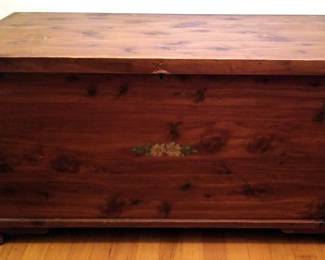 Hand Crafted Locking Wood Chest With Handles, 20" x 38" x 19.5"