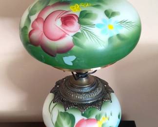Vintage Hand Painted Gone With The Wind Style 22" Electric Hurricane Lamp, Powers On, Aladdin 18" Oil Lamp, Electric Candlestick Lamps, And More