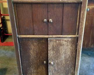 Antique Grafonola With Louvered Doors And Music Storage, 43" x 19" x 21"